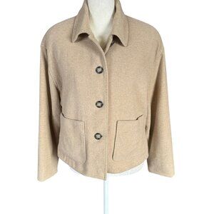 Jax Country fully lined long sleeve collared button down beige blazer jacket